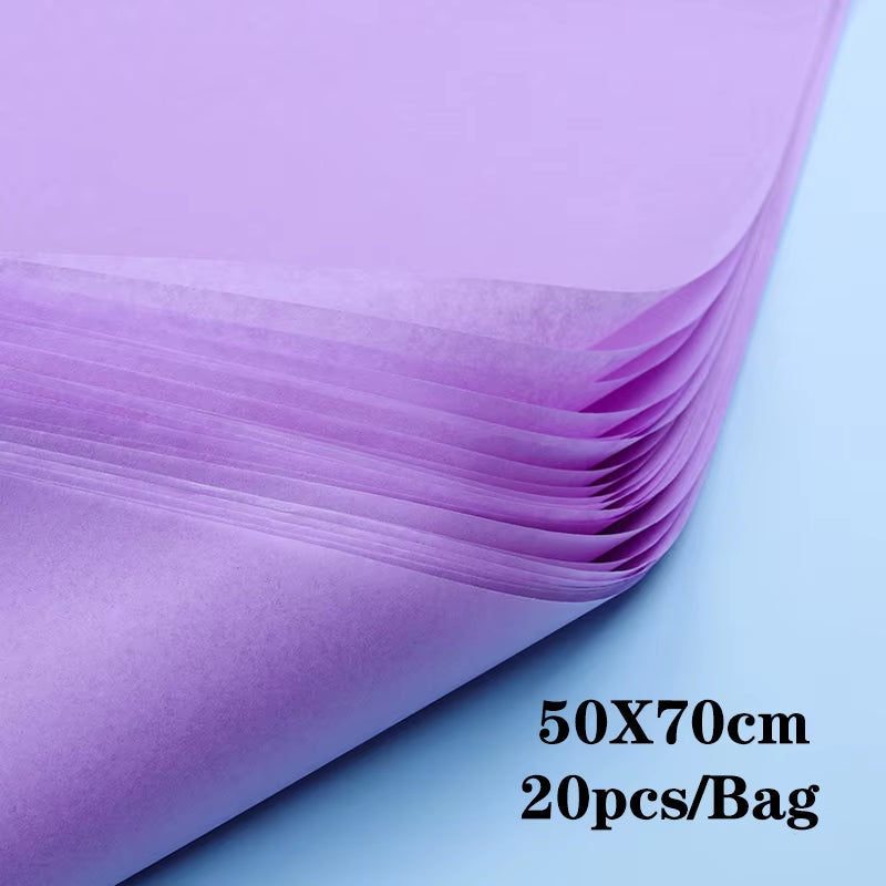 20Pcs Tissue Paper 70*50CM Craft Paper Floral Wrapping Scrapbooking Paper Gift Decorative Flower Paper Home Decoration Party